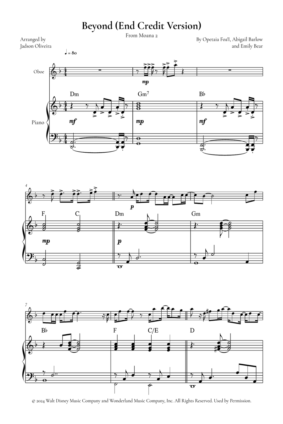 Beyond (End Credit Version) Piano scores gallery preview page 1