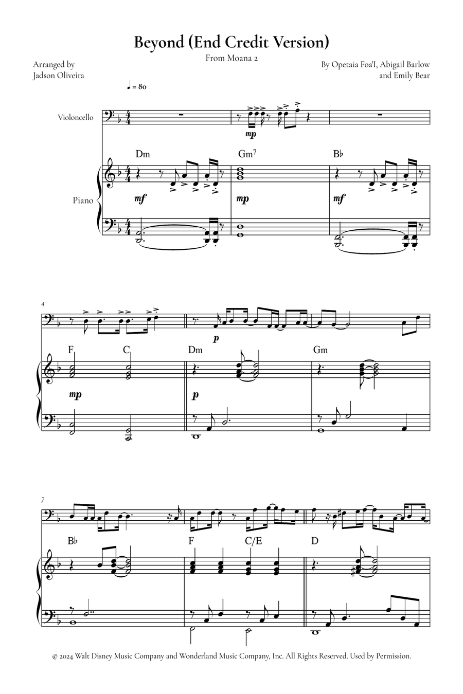 Beyond (End Credit Version) Piano scores gallery preview page 1