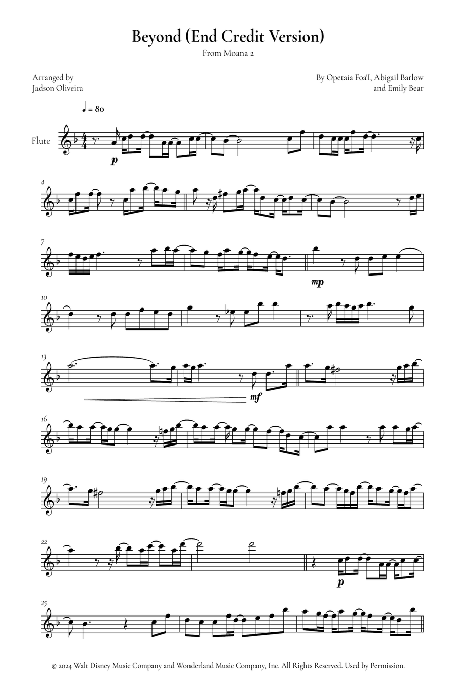 Beyond (End Credit Version) Flute Solo scores gallery preview page 1