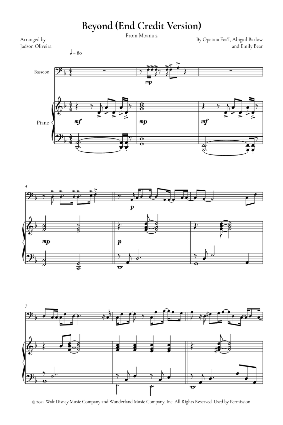 Beyond (End Credit Version) Bassoon scores gallery preview page 1