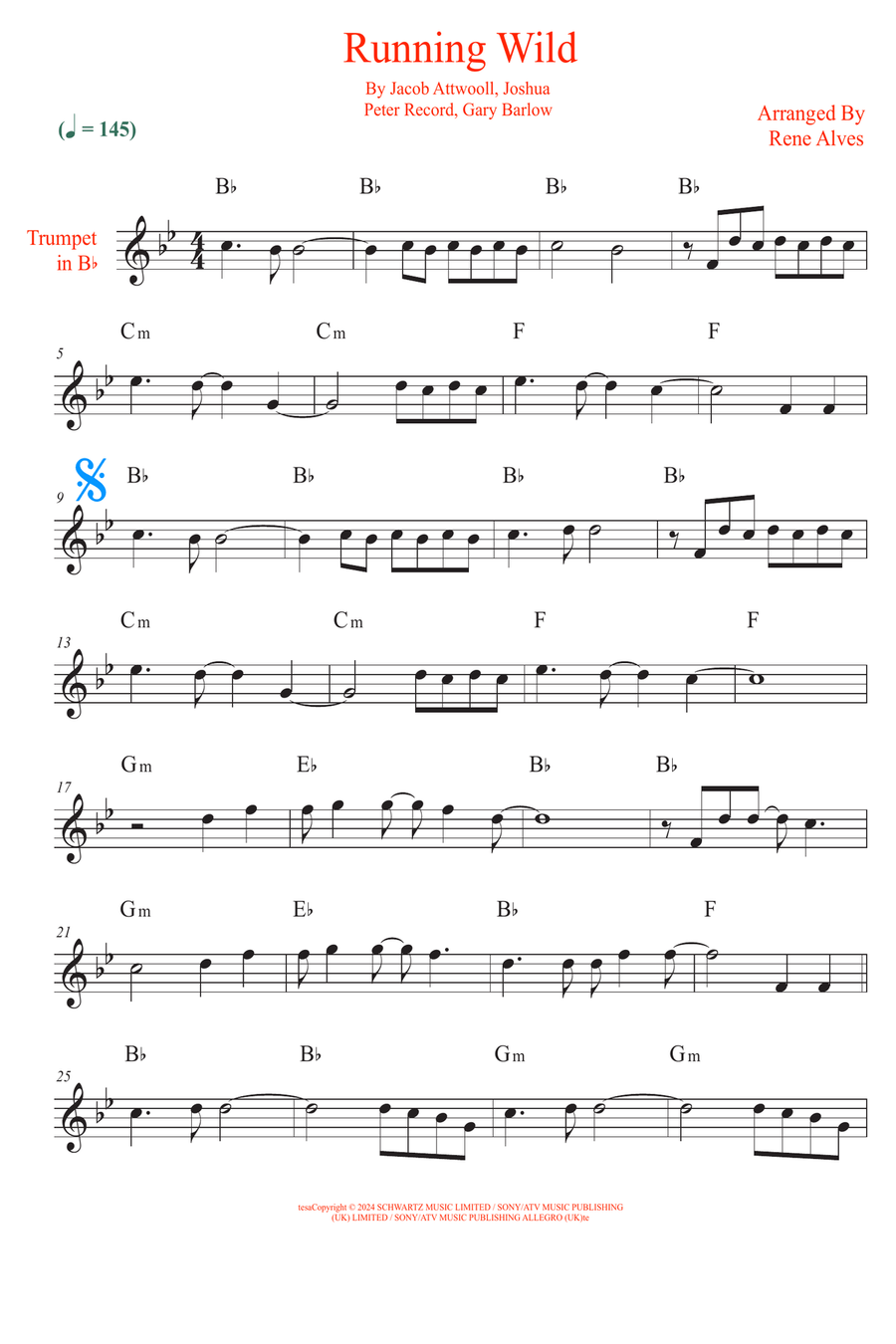 Running Wild Running Wild B-Flat Trumpet scores gallery preview page 1