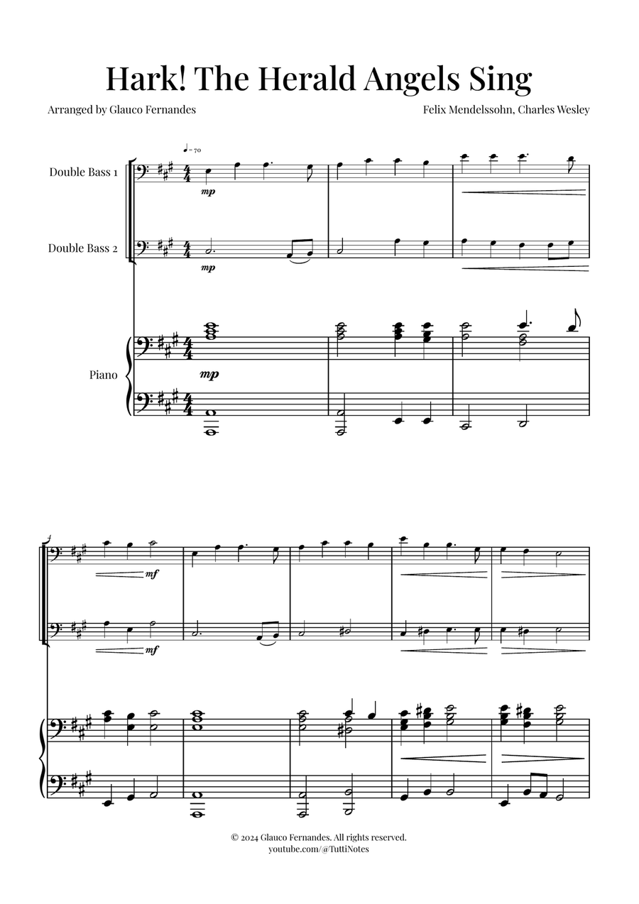Hark! The Herald Angels Sing - Christmas Carol Duet String Duet scores gallery preview page 1