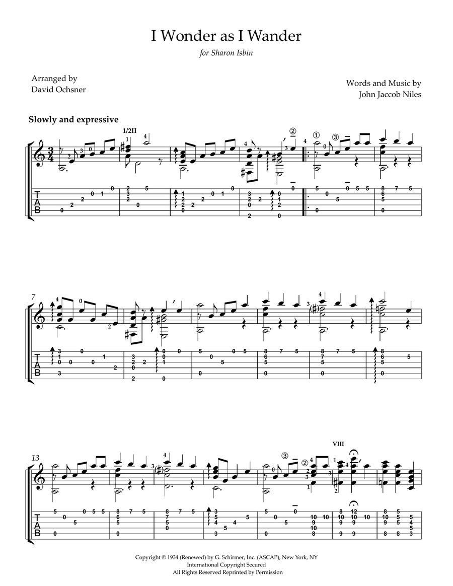 I Wonder As I Wander I Wonder As I Wander Acoustic Guitar scores gallery preview page 1