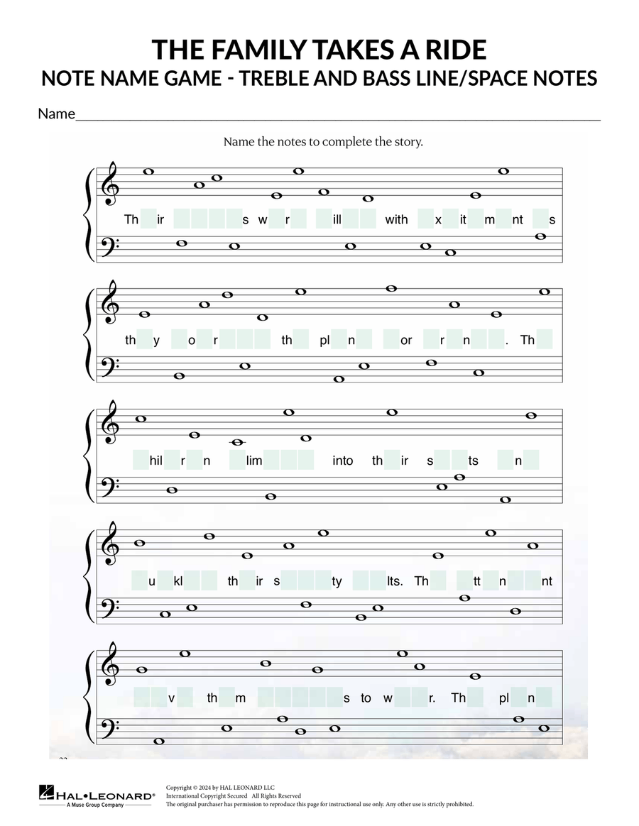 Treble and Bass Line and Space Notes Part scores gallery preview page 1