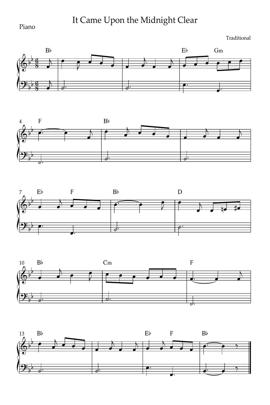 It Came Upon the Midnight Clear Easy Piano scores gallery preview page 1