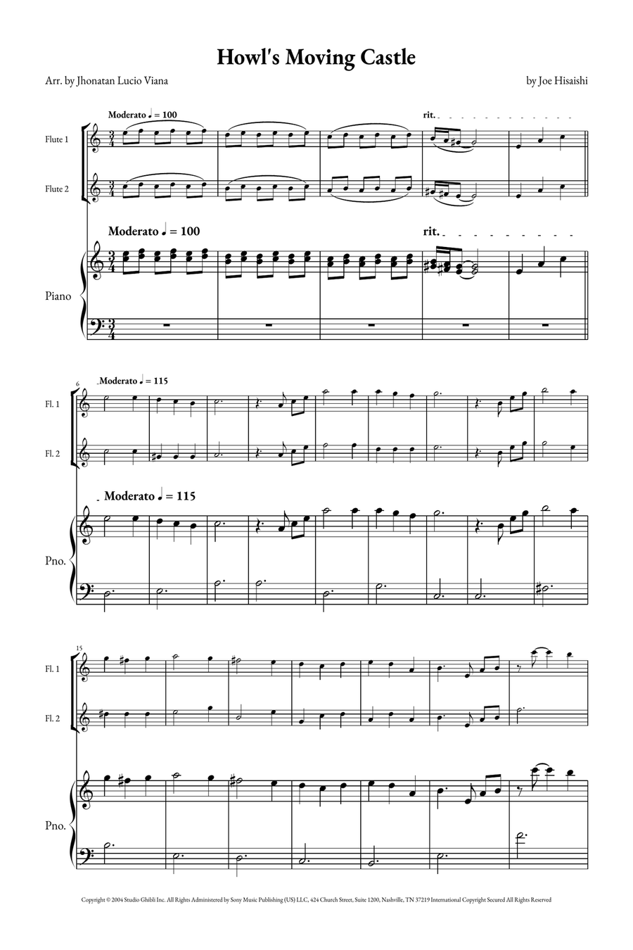 Howl's Moving Castle Howl's Moving Castle Woodwind Duet scores gallery preview page 1