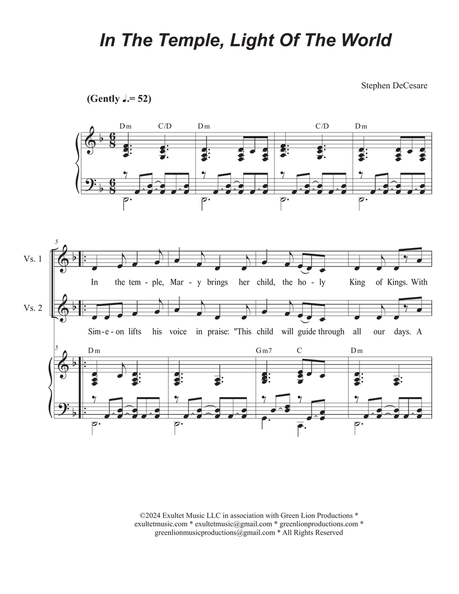 In The Temple, Light Of The World (2-part choir - (TB) TB scores gallery preview page 1