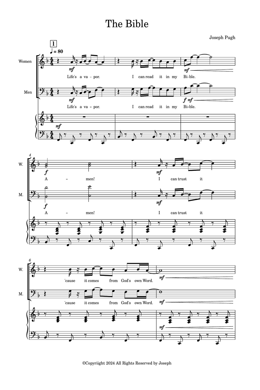 The Bible The Bible 4-Part scores gallery preview page 1