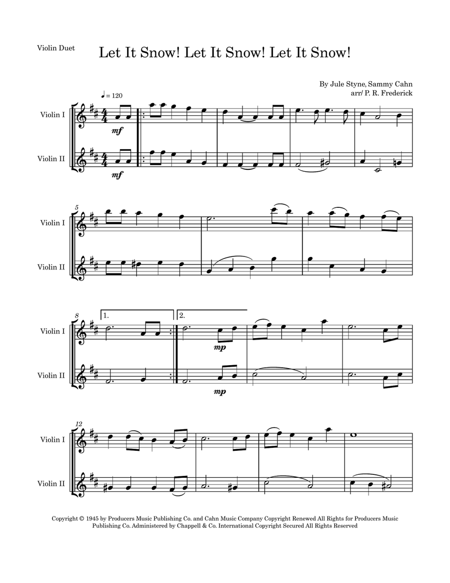 Let It Snow! Let It Snow! Let It Snow! String Duet scores gallery preview page 1