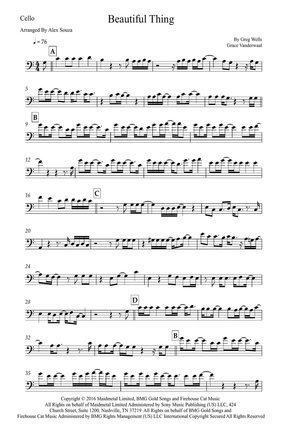 Beautiful Thing Beautiful Thing Cello Solo scores gallery preview page 1