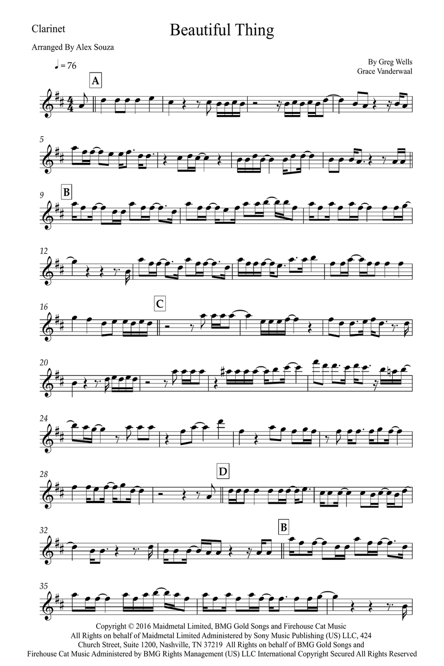 Beautiful Thing Beautiful Thing B-Flat Clarinet scores gallery preview page 1