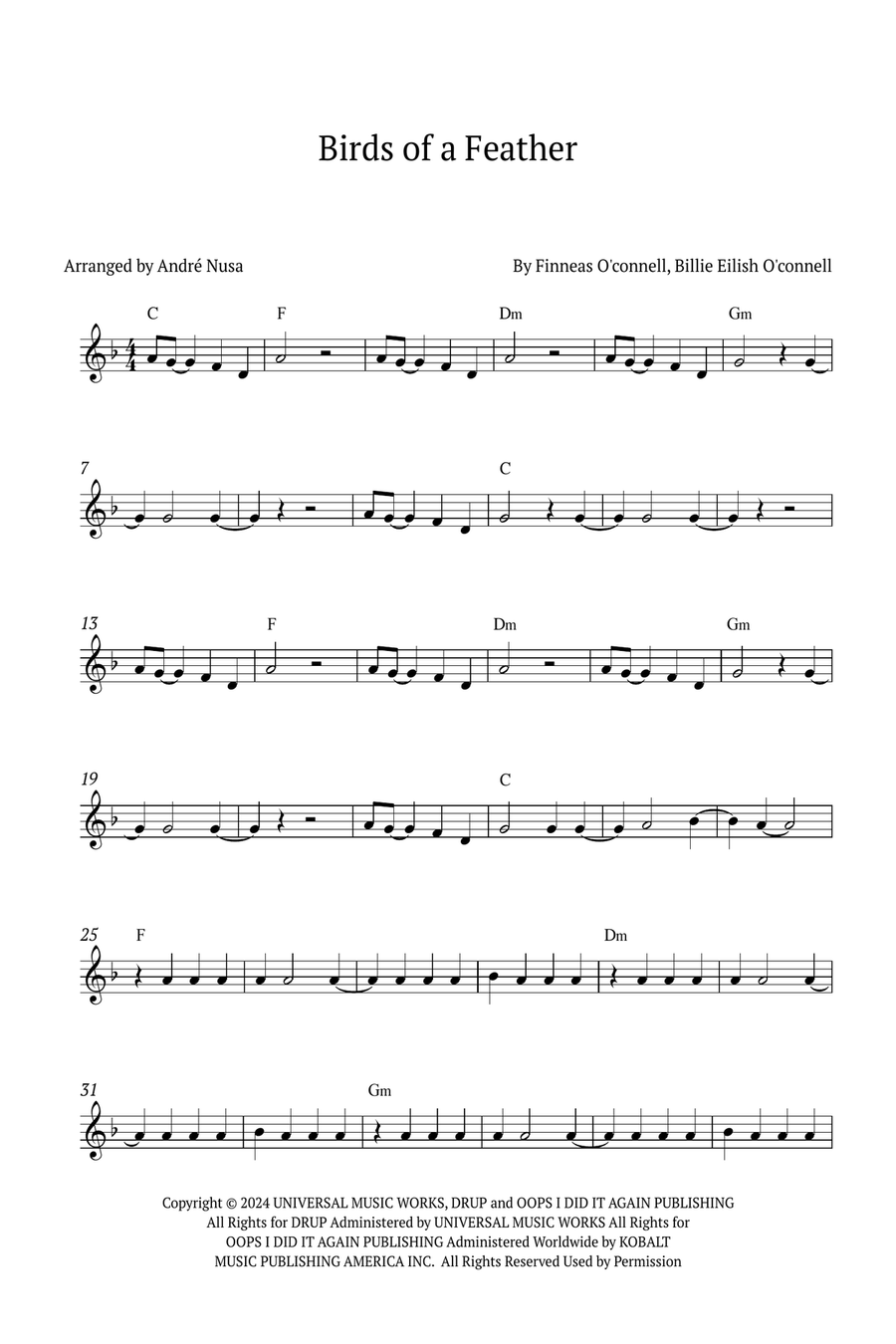 Birds Of A Feather Violin Solo scores gallery preview page 1
