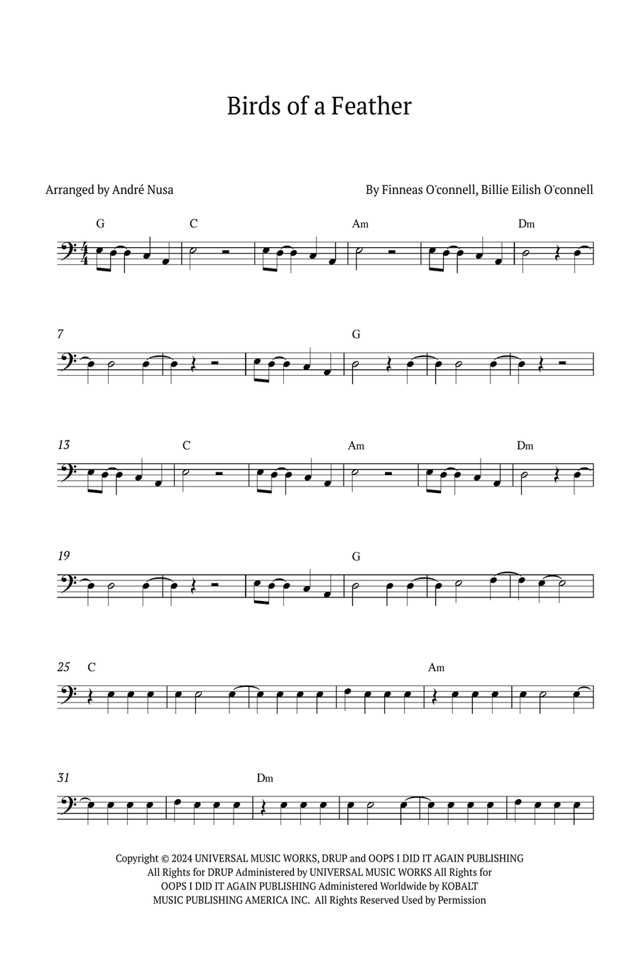Birds Of A Feather Cello Solo scores gallery preview page 1