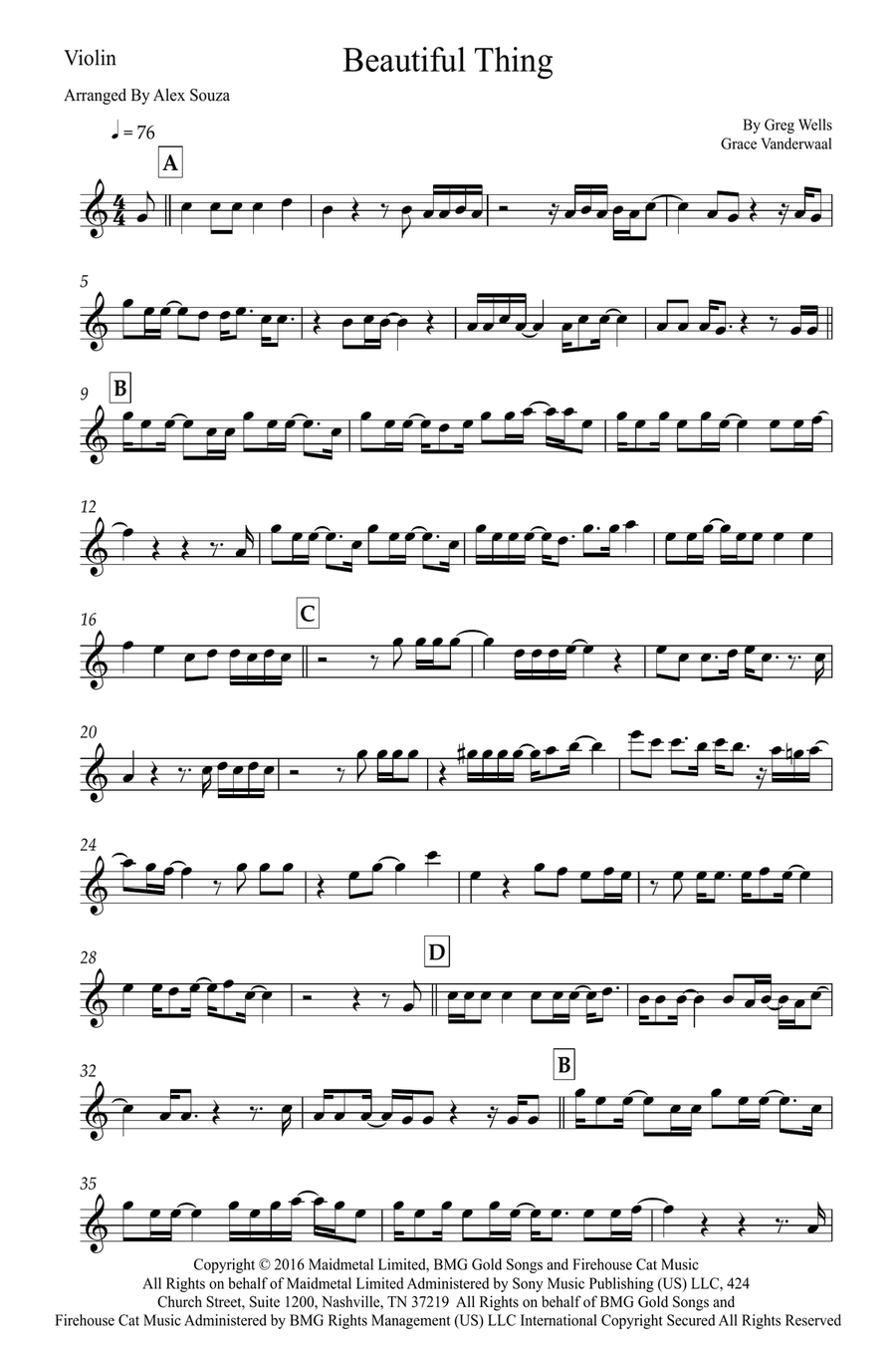 Beautiful Thing Beautiful Thing Violin Solo scores gallery preview page 1