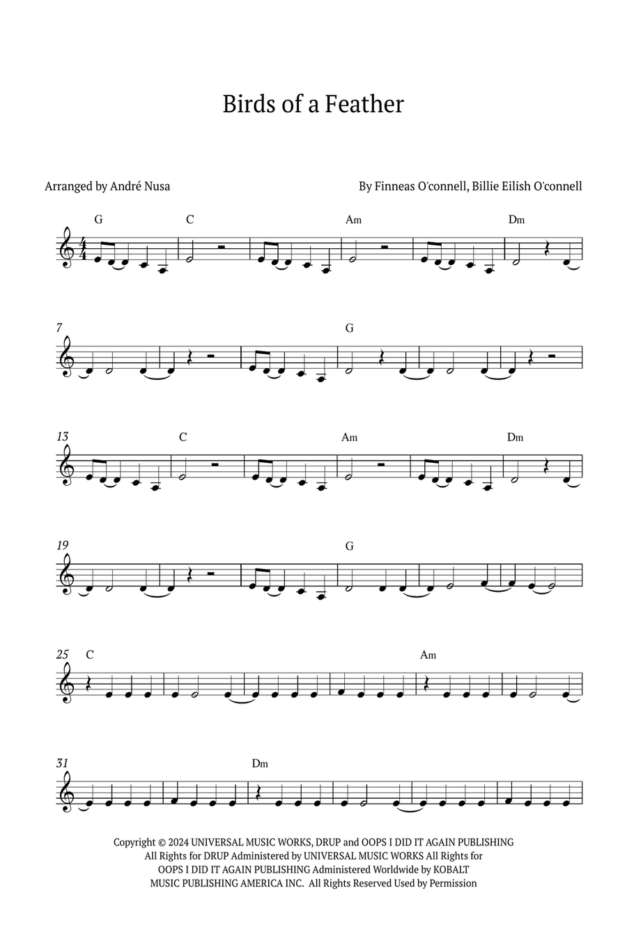 Birds Of A Feather Horn Solo scores gallery preview page 1
