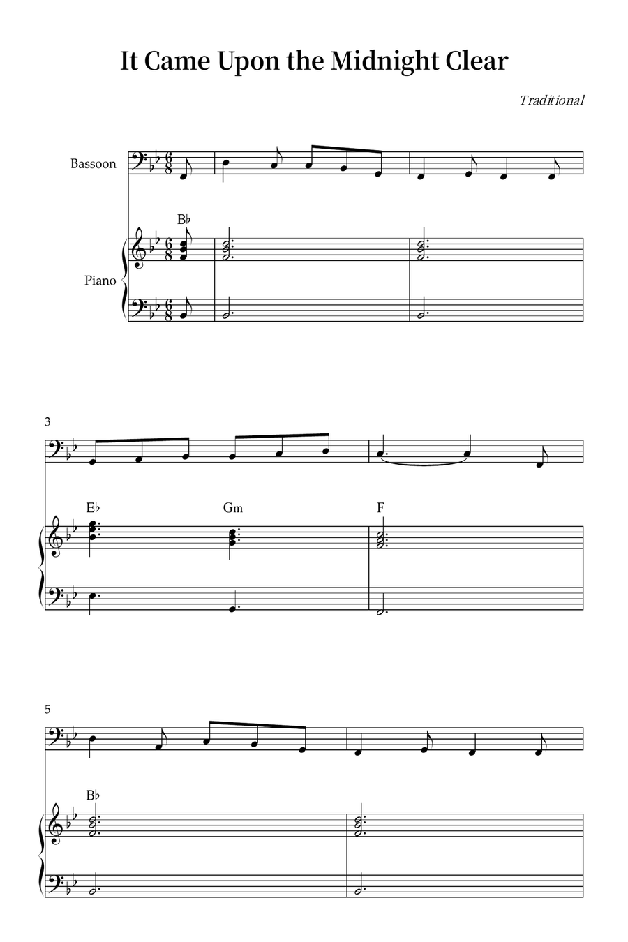 It Came Upon the Midnight Clear Bassoon scores gallery preview page 1