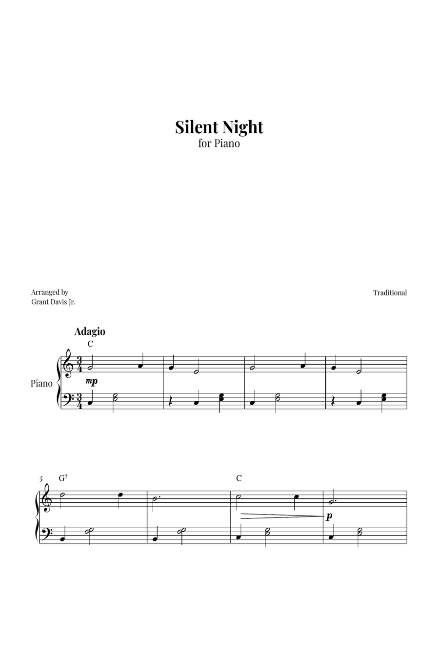 Silent Night Easy Piano scores gallery preview page 1