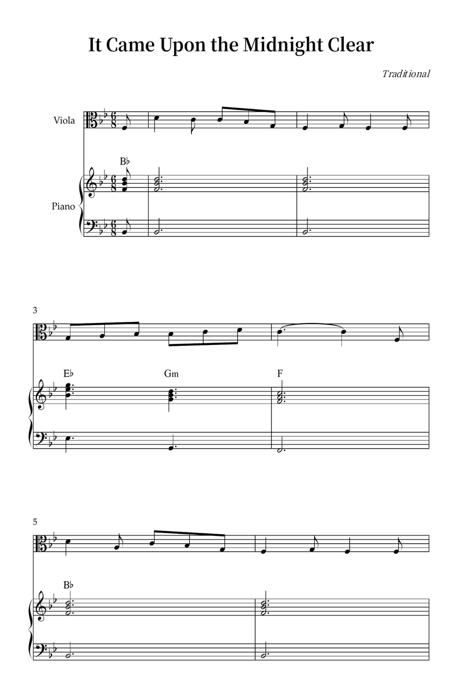 It Came Upon the Midnight Clear Viola scores gallery preview page 1