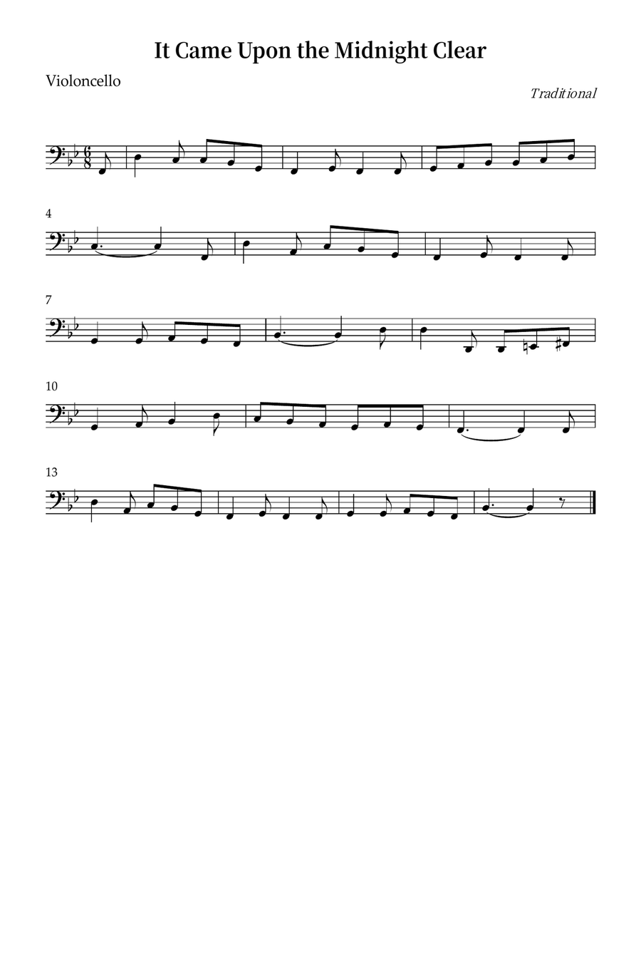 It Came Upon the Midnight Clear Cello Solo scores gallery preview page 1