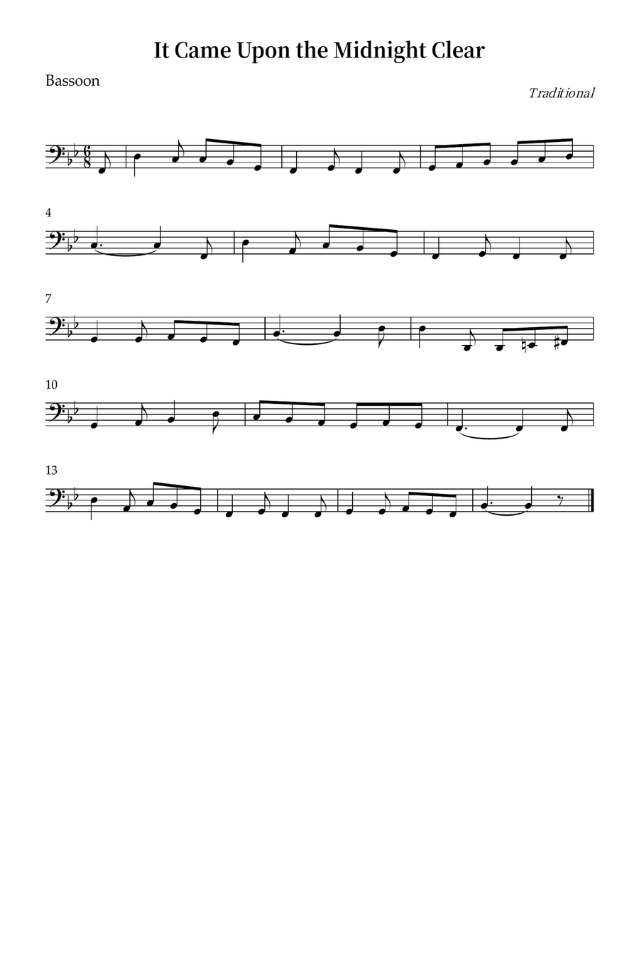 It Came Upon the Midnight Clear Bassoon Solo scores gallery preview page 1