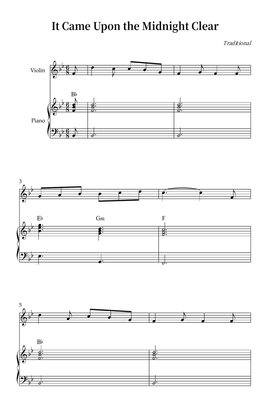 It Came Upon the Midnight Clear Violin Solo scores gallery preview page 1
