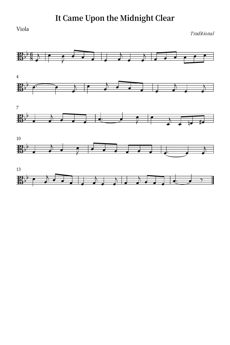 It Came Upon the Midnight Clear Viola Solo scores gallery preview page 1