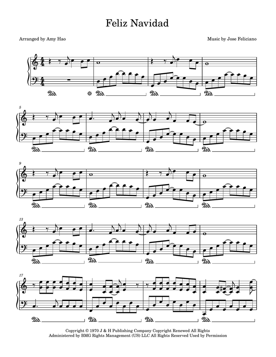 Feliz Navidad Feliz Navidad Piano Solo scores gallery preview page 1