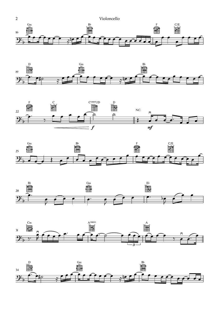 Beyond (End Credit Version) Cello Solo scores gallery preview page 2