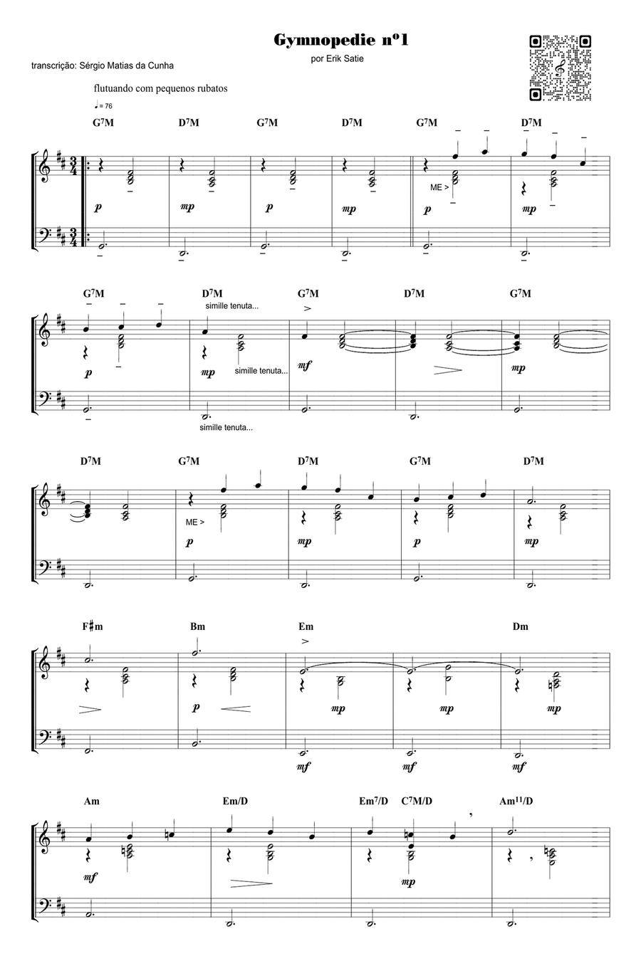 Gymnopedie nº1 Piano Solo scores gallery preview page 1