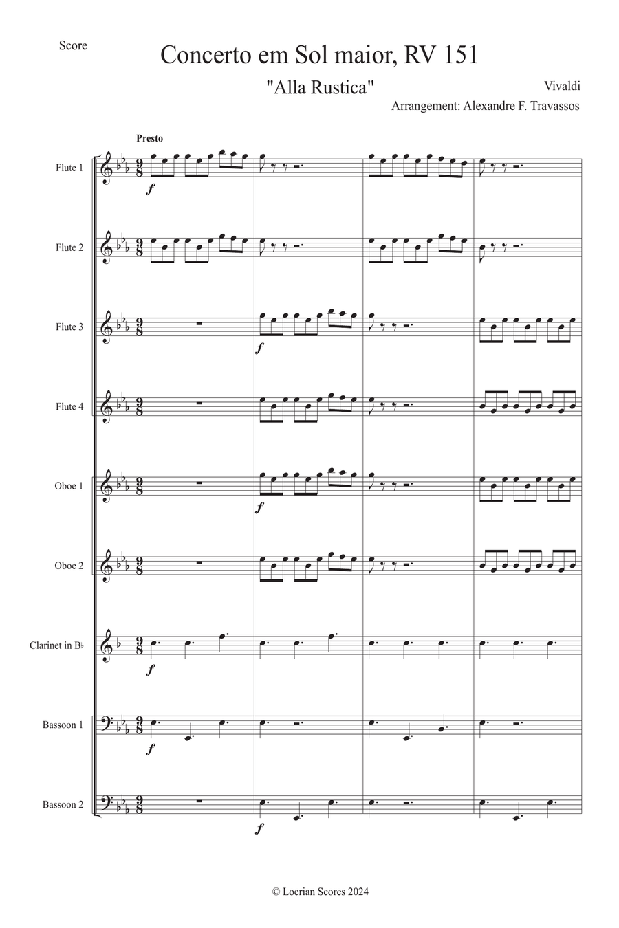 Concerto in G Alla Rustica Woodwind Ensemble scores gallery preview page 1