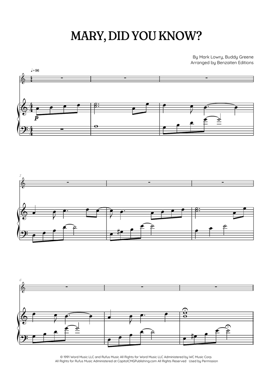 Mary, Did You Know? Piano scores gallery preview page 1