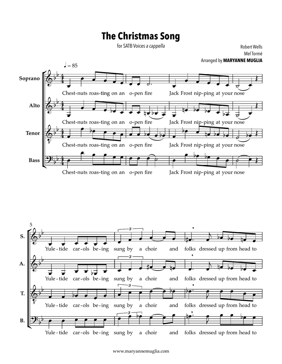 The Christmas Song (Chestnuts Roasting On An Open Fire) 4-Part scores gallery preview page 1
