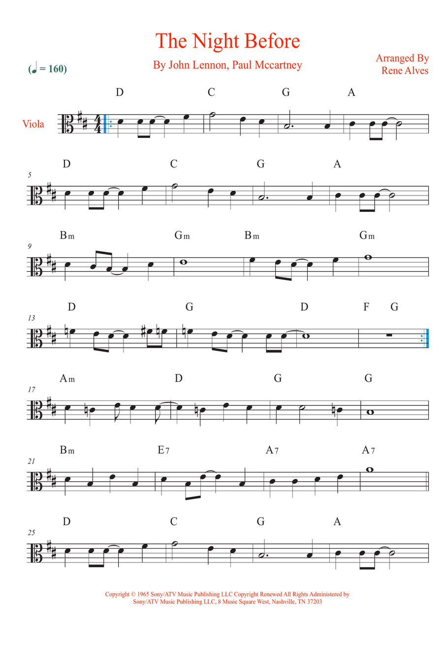 The Night Before The Night Before Viola Solo scores gallery preview page 1