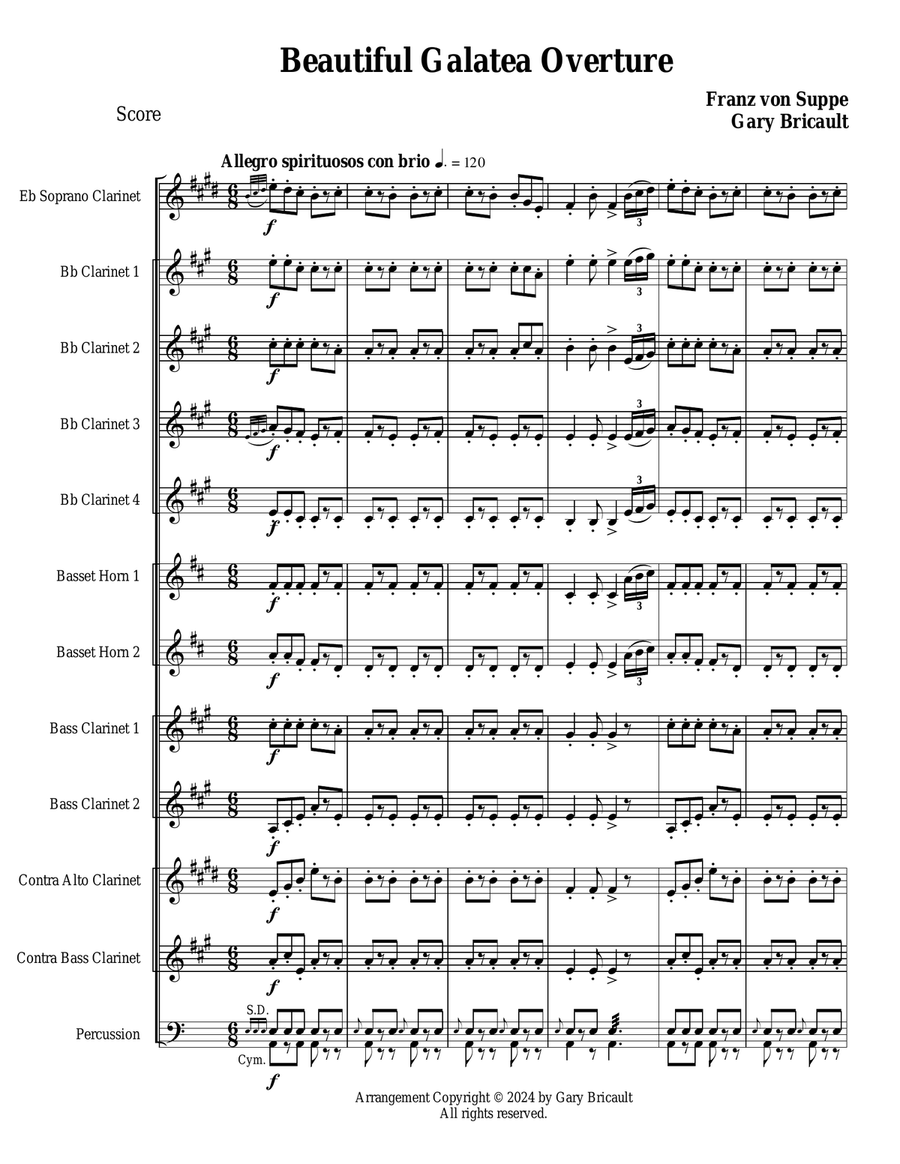Beautiful Galatea Overture Woodwind Ensemble scores gallery preview page 1