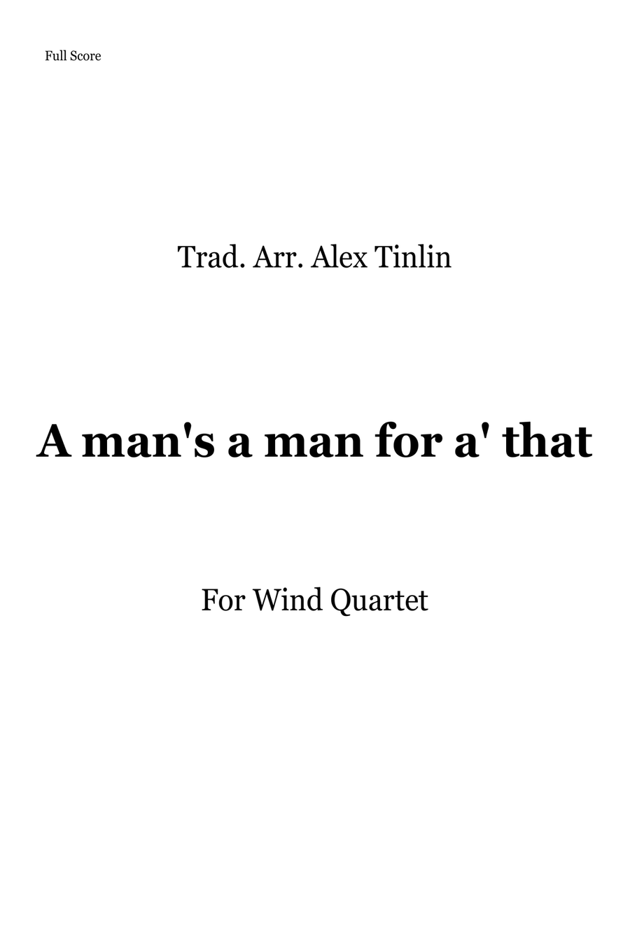 A man's a man for a' that Woodwind Quartet scores gallery preview page 1