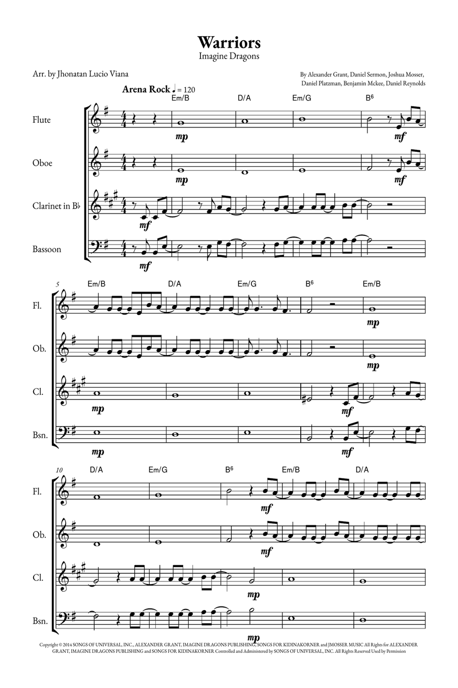 Warriors Woodwind Quartet scores gallery preview page 1
