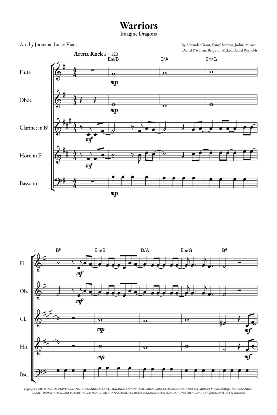 Warriors Woodwind Quintet scores gallery preview page 1