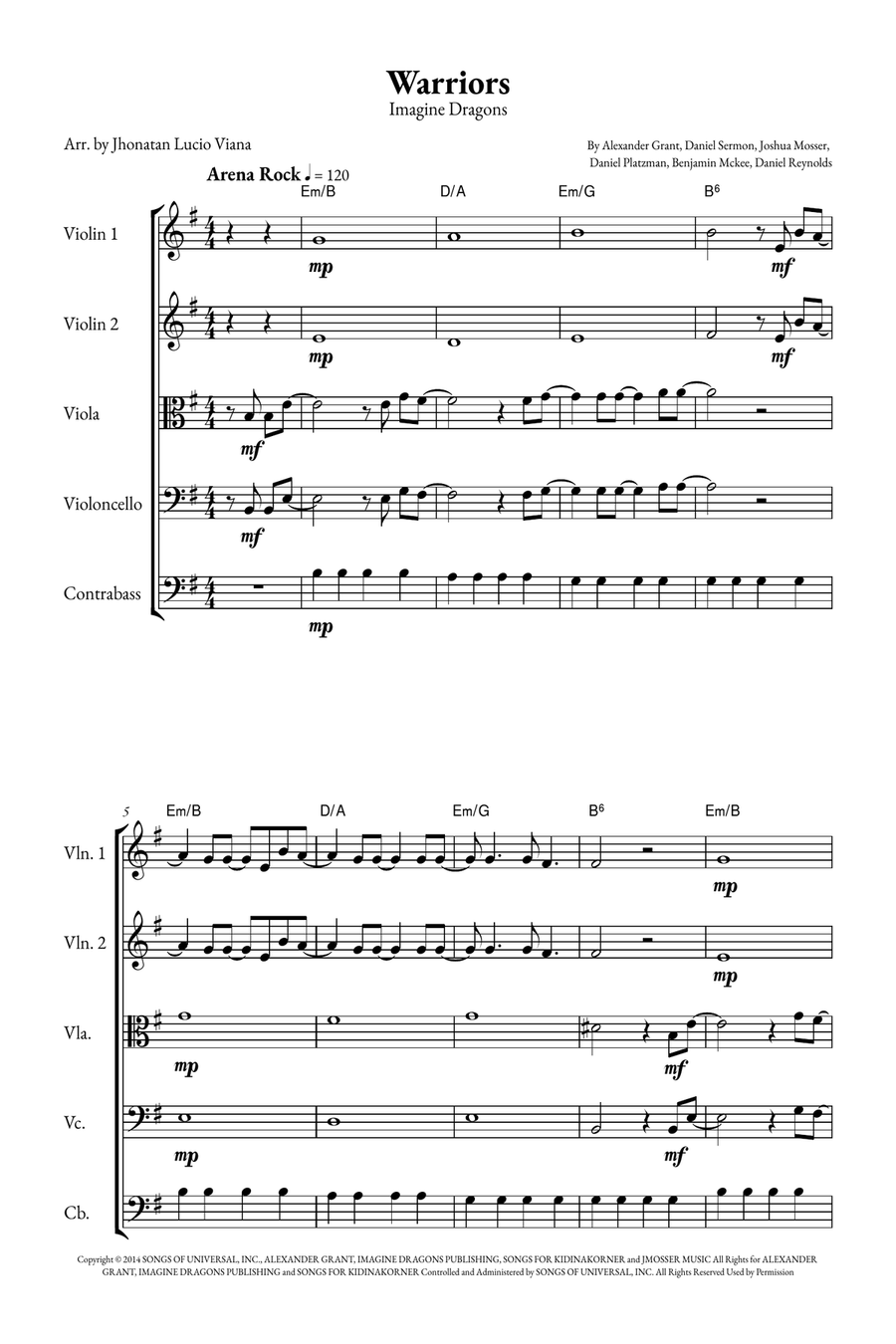 Warriors String Quintet scores gallery preview page 1
