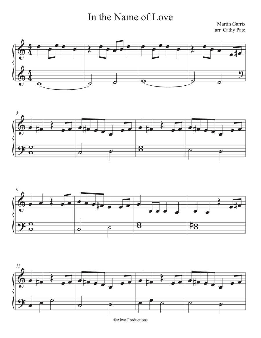 In The Name Of Love In The Name Of Love Easy Piano scores gallery preview page 1