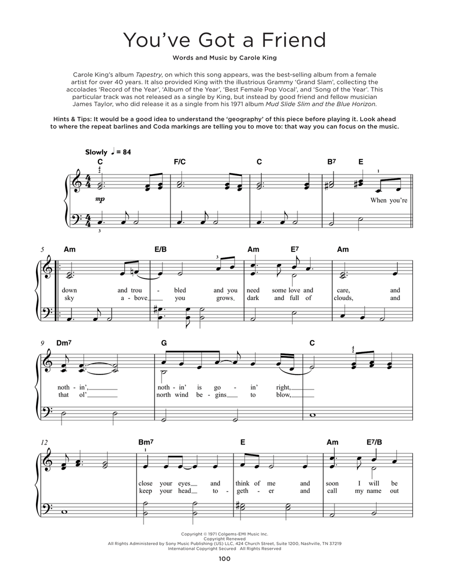 You've Got A Friend You've Got A Friend Easy Piano scores gallery preview page 1