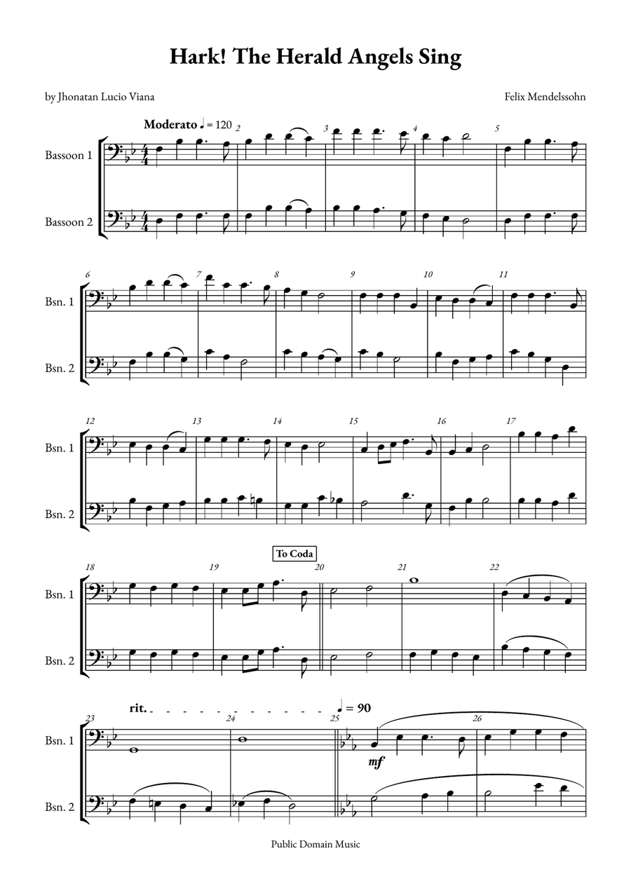 Hark! The Herald Angels Sing Woodwind Duet scores gallery preview page 1