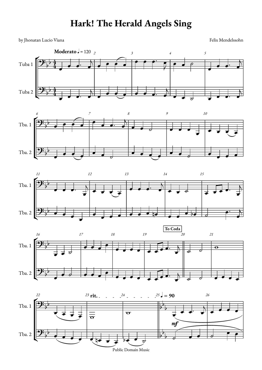 Hark! The Herald Angels Sing Brass Duet scores gallery preview page 1