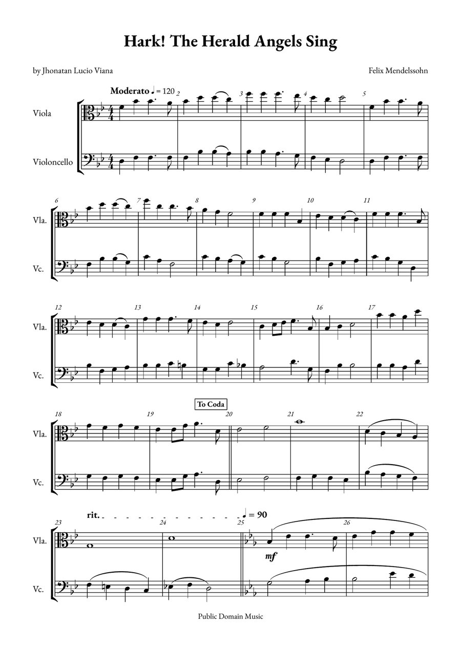 Hark! The Herald Angels Sing String Duet scores gallery preview page 1