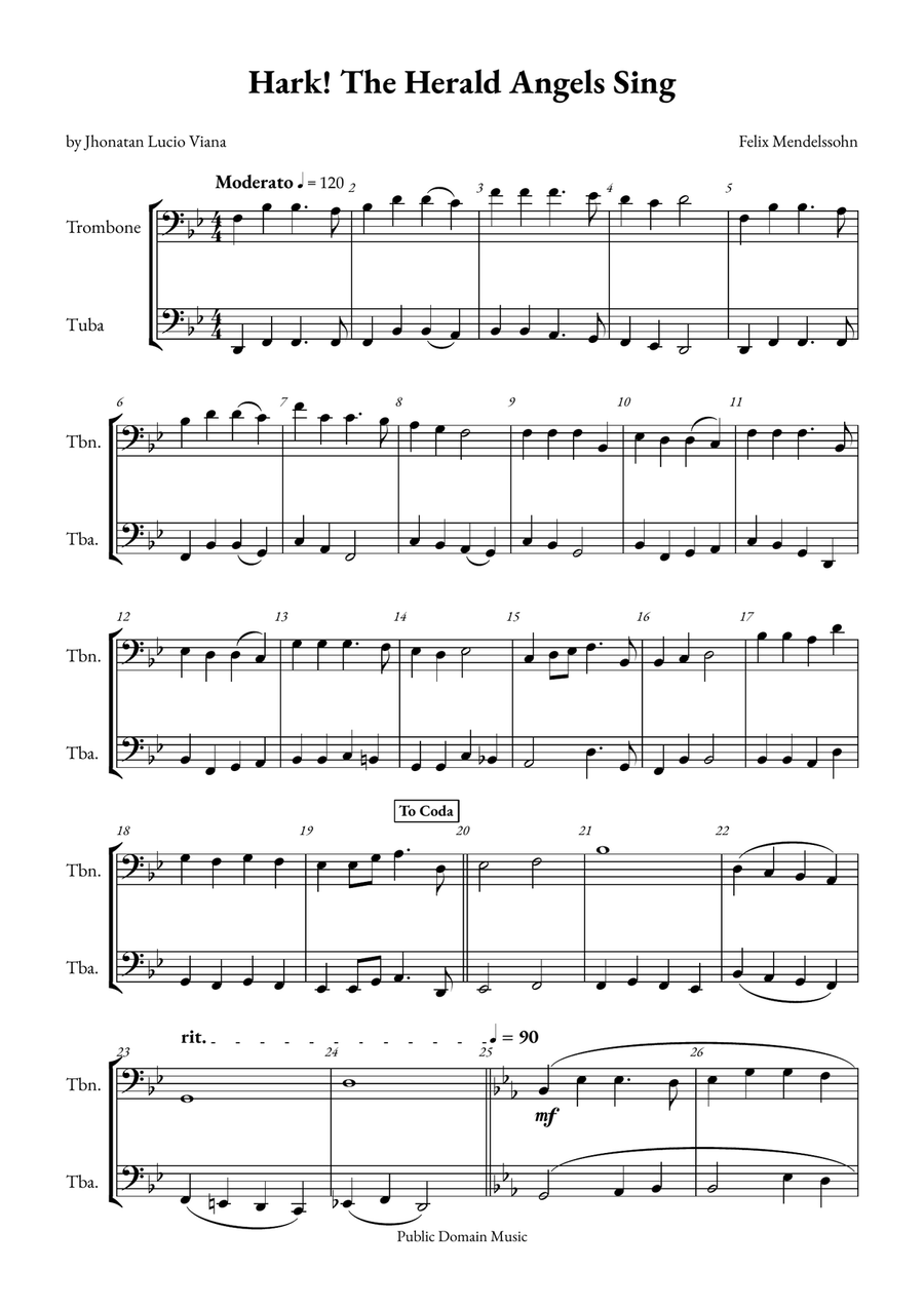 Hark! The Herald Angels Sing Brass Duet scores gallery preview page 1