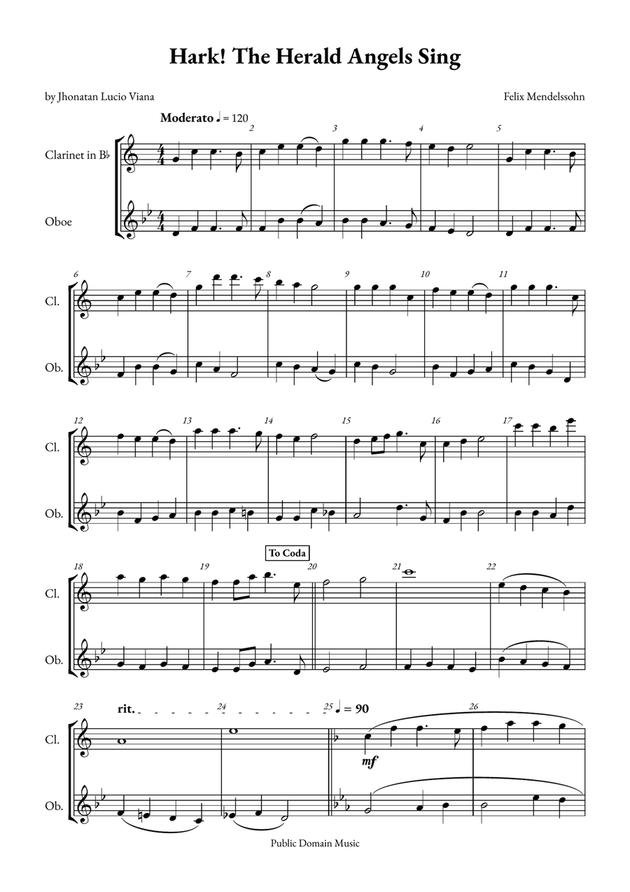 Hark! The Herald Angels Sing Woodwind Duet scores gallery preview page 1