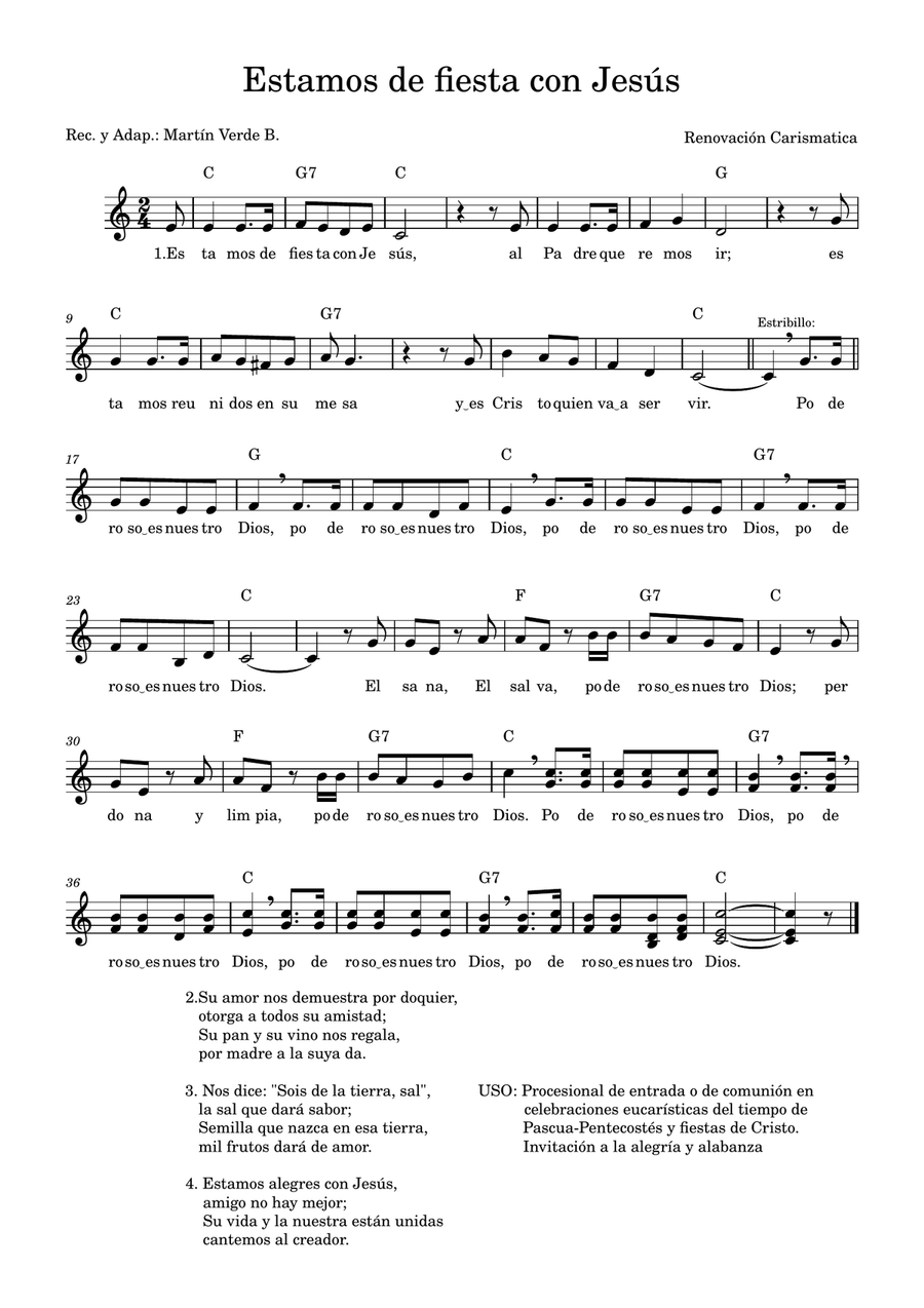 Estamos de fiesta con Jesús Piano Solo scores gallery preview page 1
