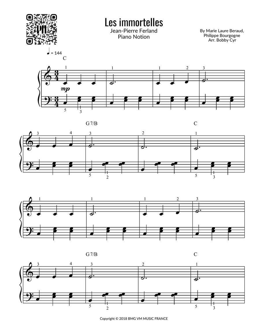 Les Immortelles Les Immortelles Easy Piano scores gallery preview page 1