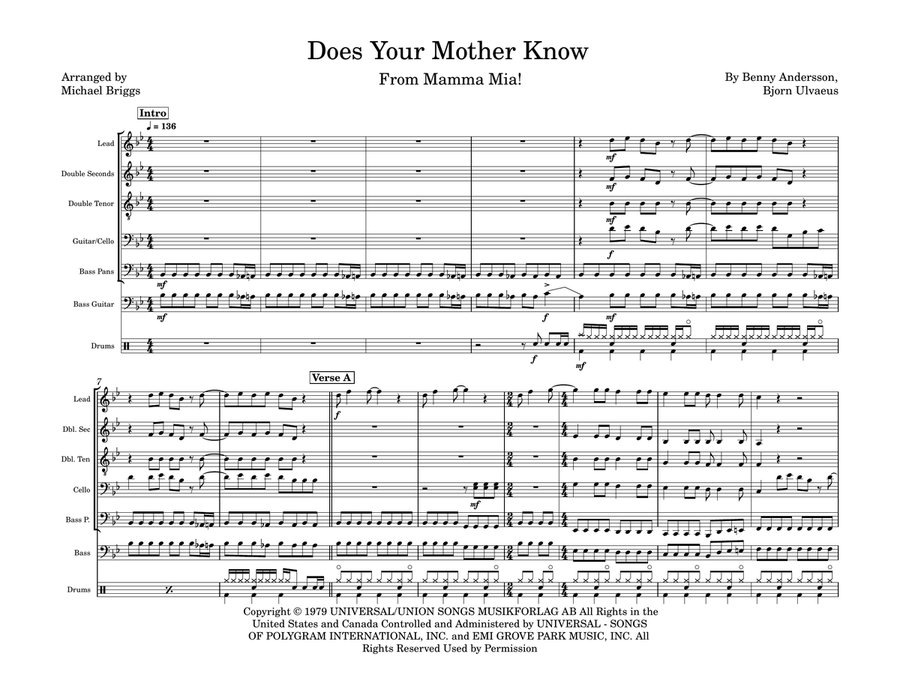 Does Your Mother Know Does Your Mother Know Steel Drum Band scores gallery preview page 1