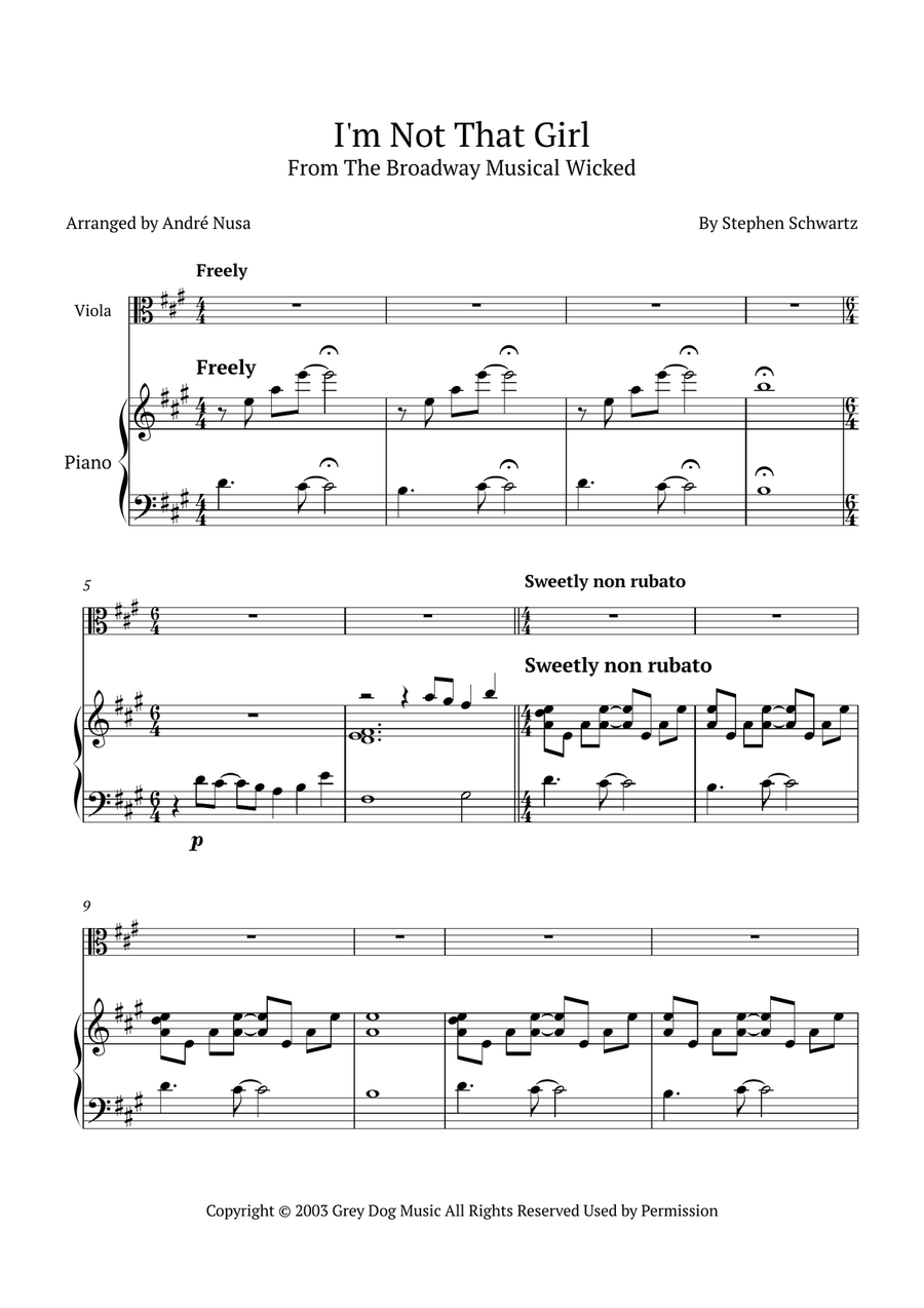 I'm Not That Girl Viola scores gallery preview page 1