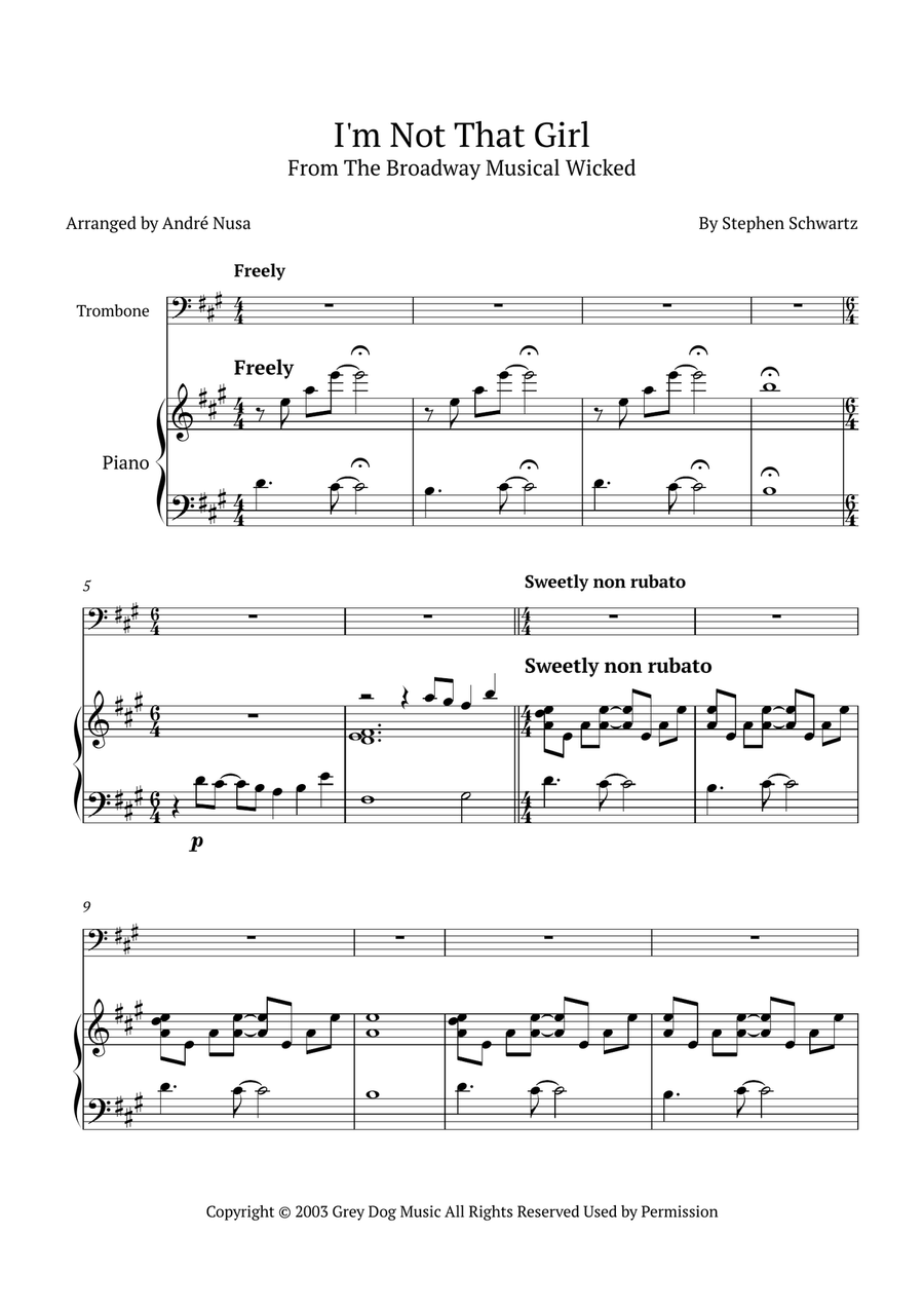 I'm Not That Girl Piano scores gallery preview page 1